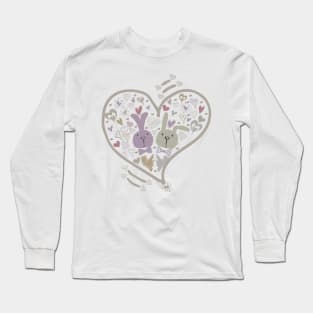 2 Cute Bunnies in a heart Long Sleeve T-Shirt